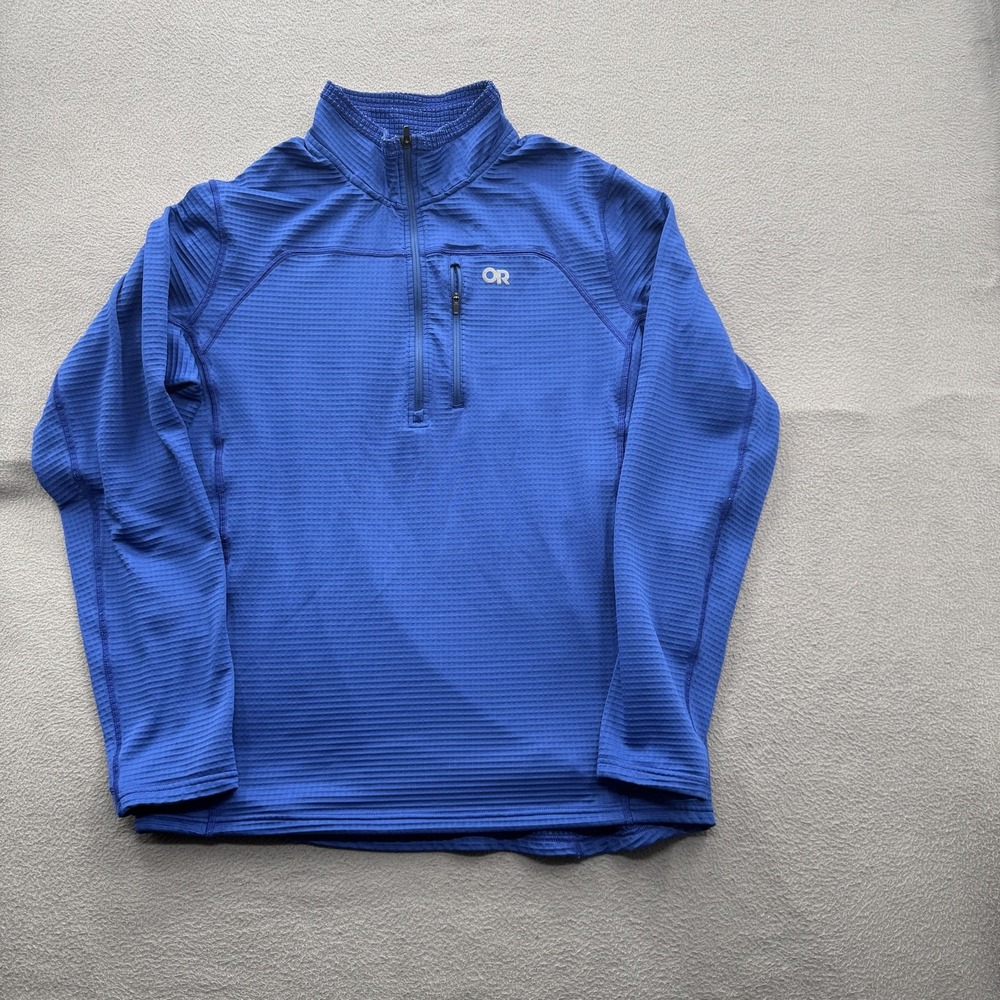 Outdoor Research Pullover Mens XL Blue Quarter Zip Long Sleeve Fleece Hiking
